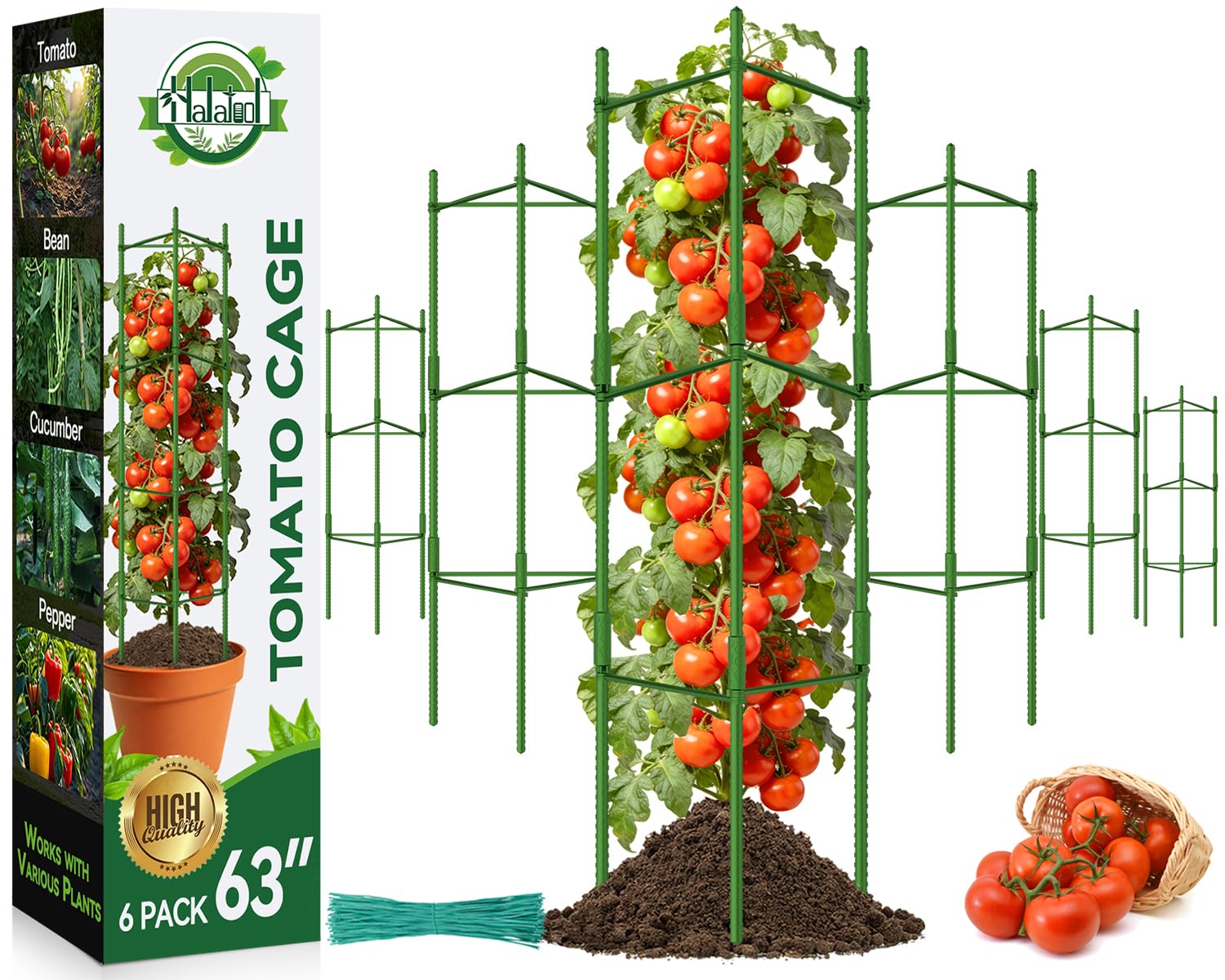 Amazon.com : Halatool 6 Pack Tomato Cages for Garden Plant Support