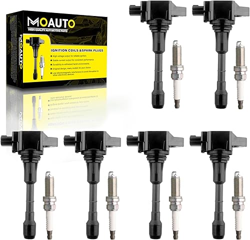 Juego de 6 bobinas de encendido UF550 22448-JA10C y 6 bujías de iridio compatibles con Nissan Infiniti Maxima Quest Pathfinder Murano Altima Q50