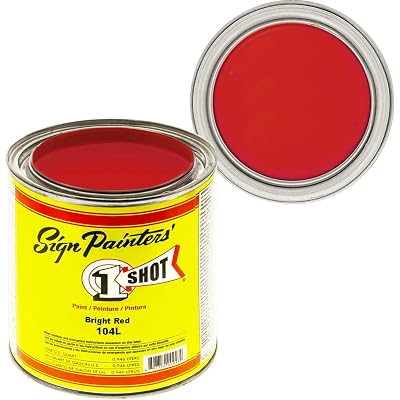 1 Shot Lettering Enamel Paint, Professional Pinstriping and Lettering Paint 1 QUART (32 Fl. Oz) 199L/04 (104L- Bright Red)