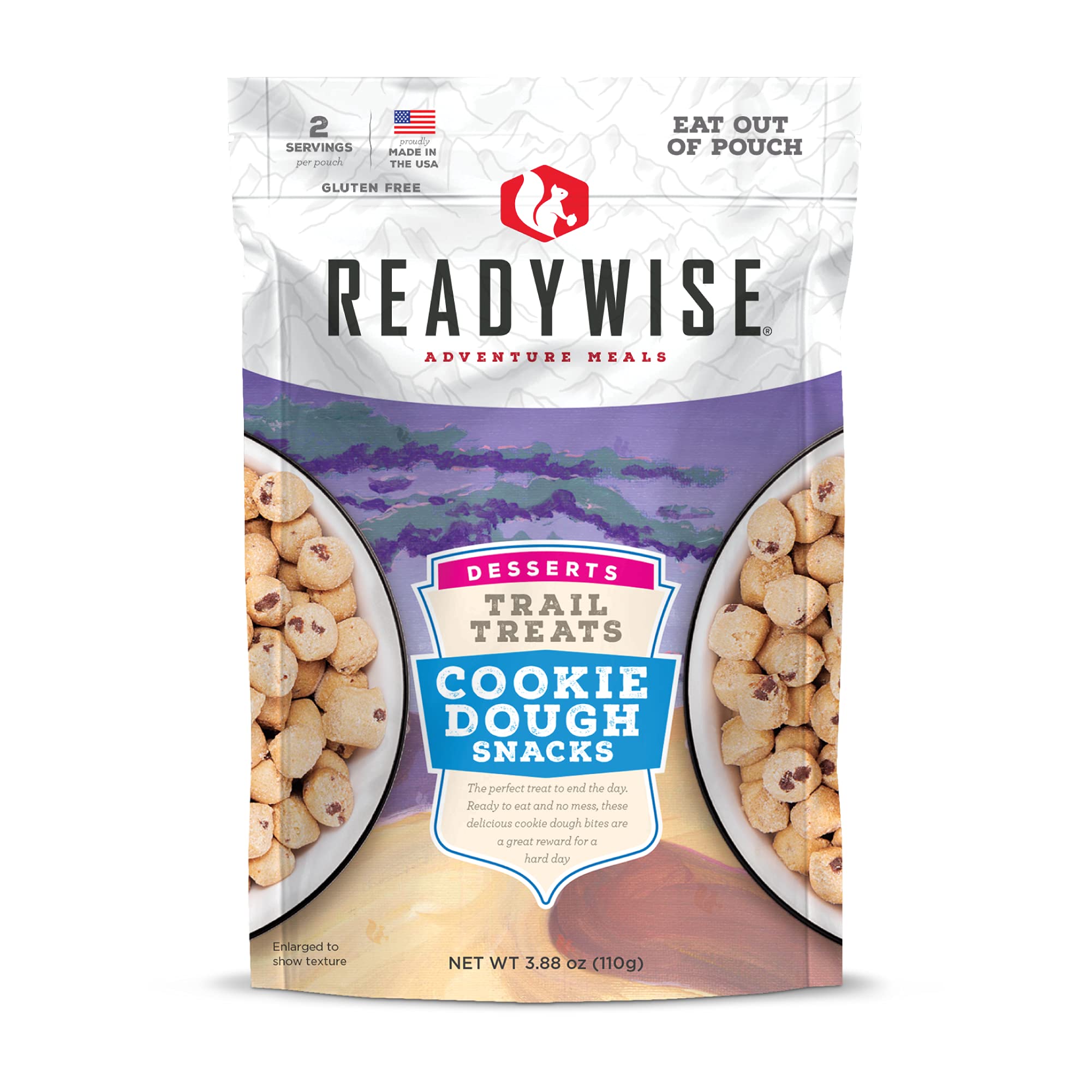 ReadyWiseOutdoor Cookie Dough Trail Treats, 2 Servings, Pack of 1, Emergency Preparedness, Freeze Dried Food, MRE, Snack Pack, Survival Food, Emergency Food for Backpacking, Camping, and Hiking