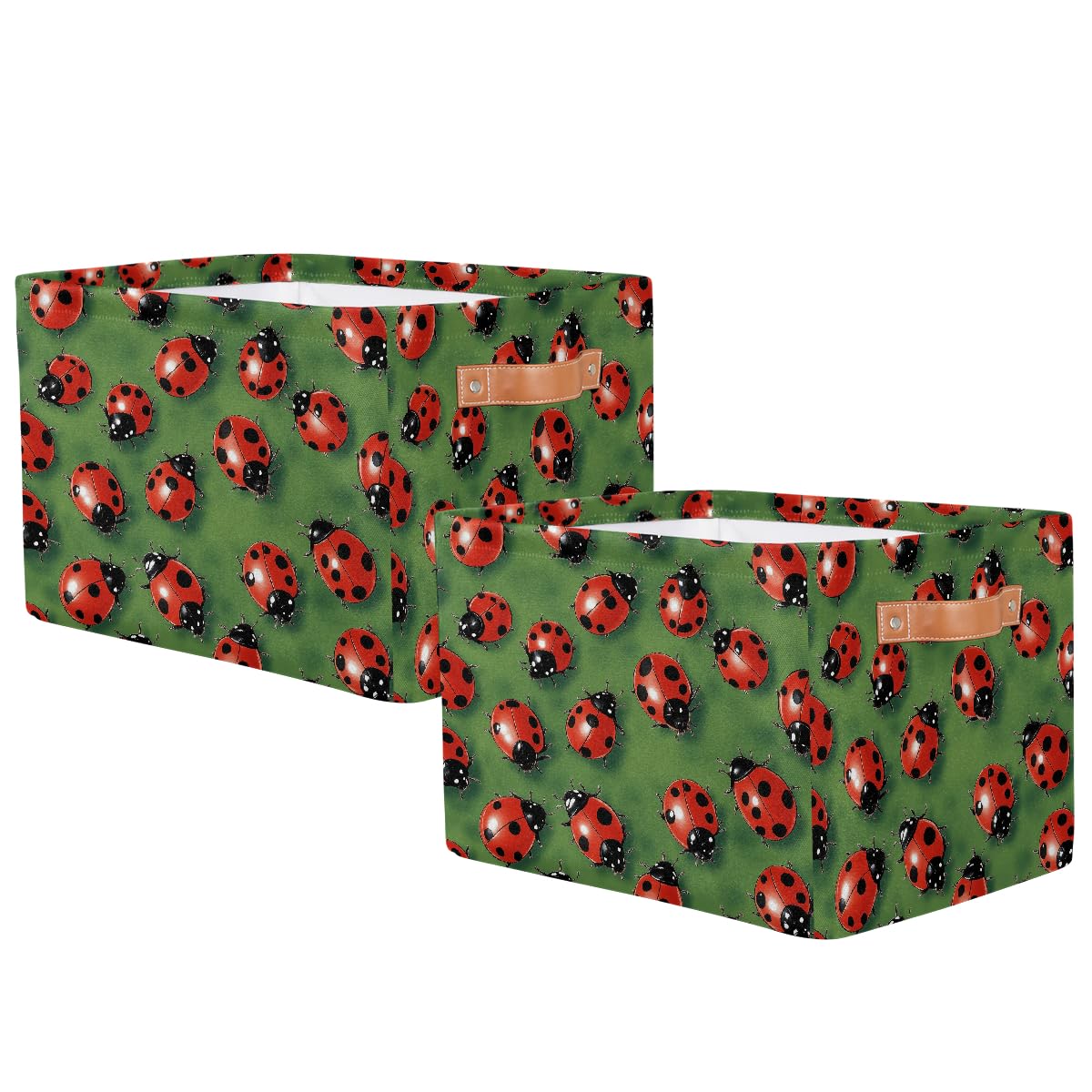 Mexpekil Cesta de almacenamiento de mariquitas color rojo y negro, caja de almacenamiento de juguetes para niños, plegable, organizador de tela para estantes, cesta de regalo grande con asas, 2 piezas