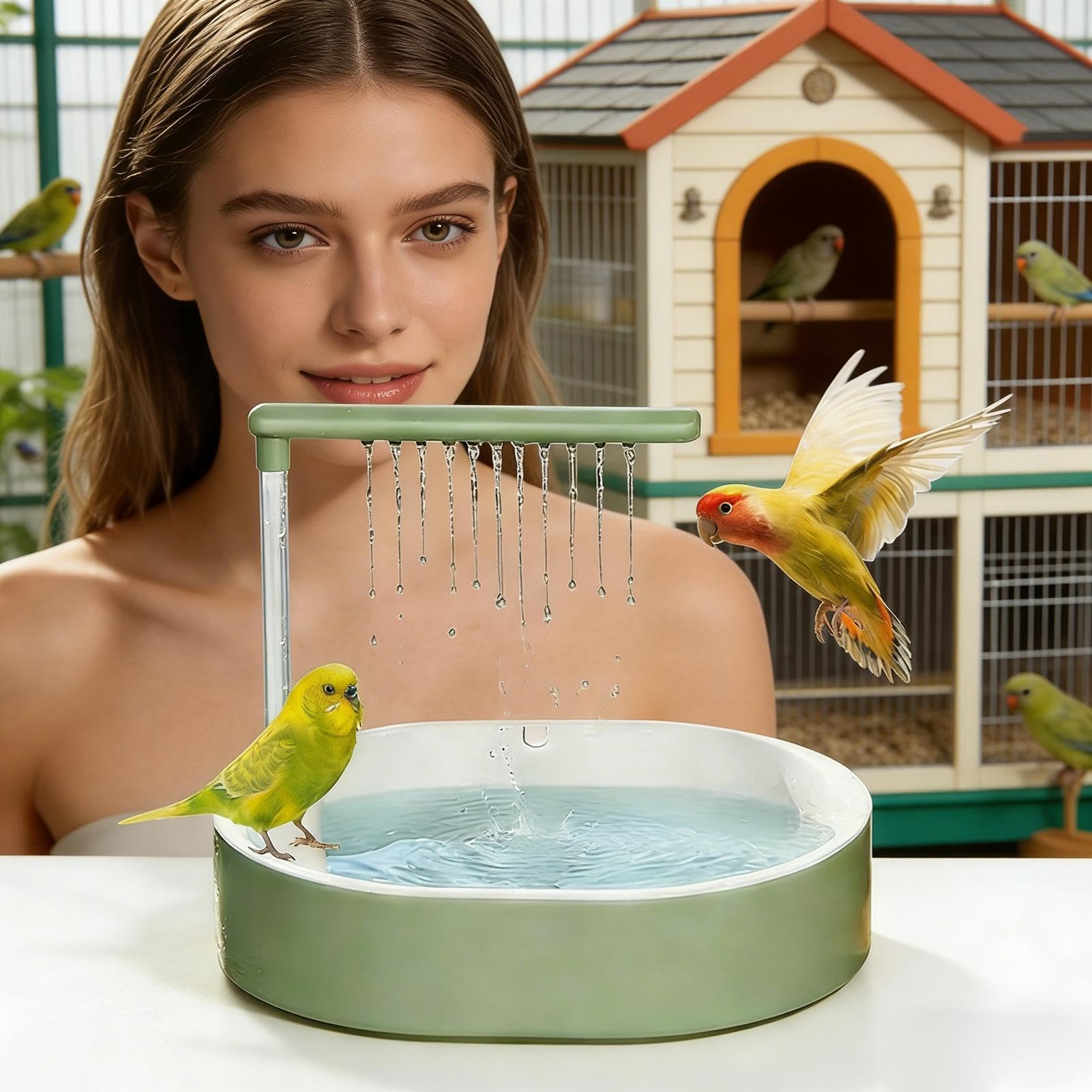 Baño para Pájaros Bañera con Base para Jaula | Tina de Baño para Cacatúa para Loros Periquitos Cotorras Ninfas Agapornis Colibrí Terraza Balcón