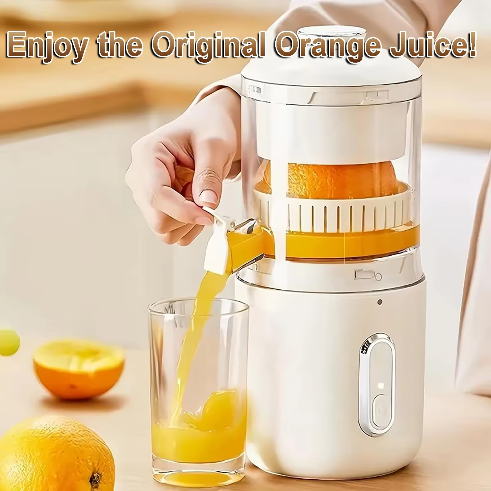 Exprimidor eléctrico de cítricos de 45 W, licuadora automática portátil de 150 ml con batería recargable USB de 1500 mAh para jugo de naranja y limón entero