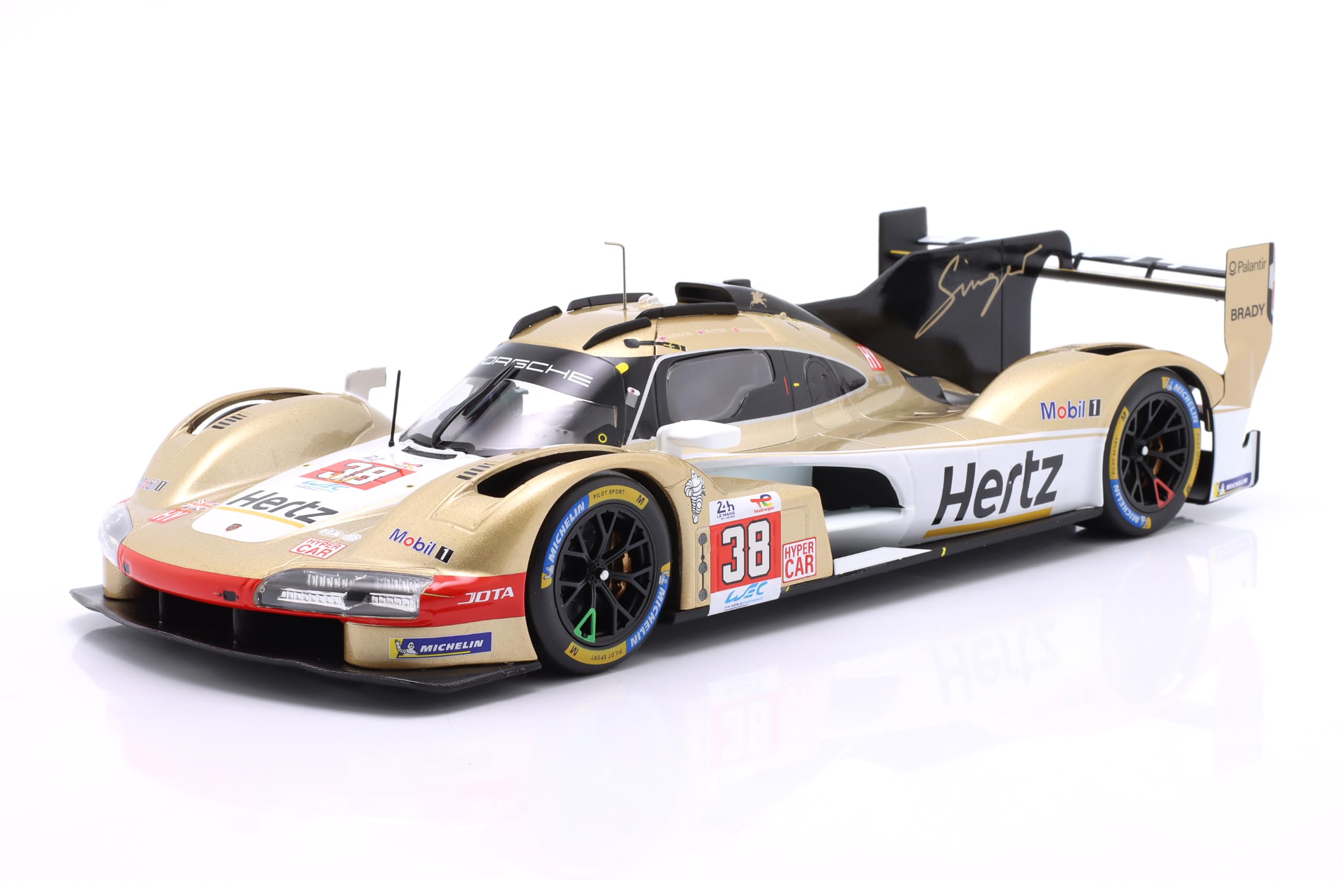 OPO 10 Modellino Compatibile con Porsche 963#38 9ª Edizione della 24 Ore di Le Mans 2024, Team Hertz Jota Rasmussen, Button, Hanson, Scala 1/18, IXO 963-LM011