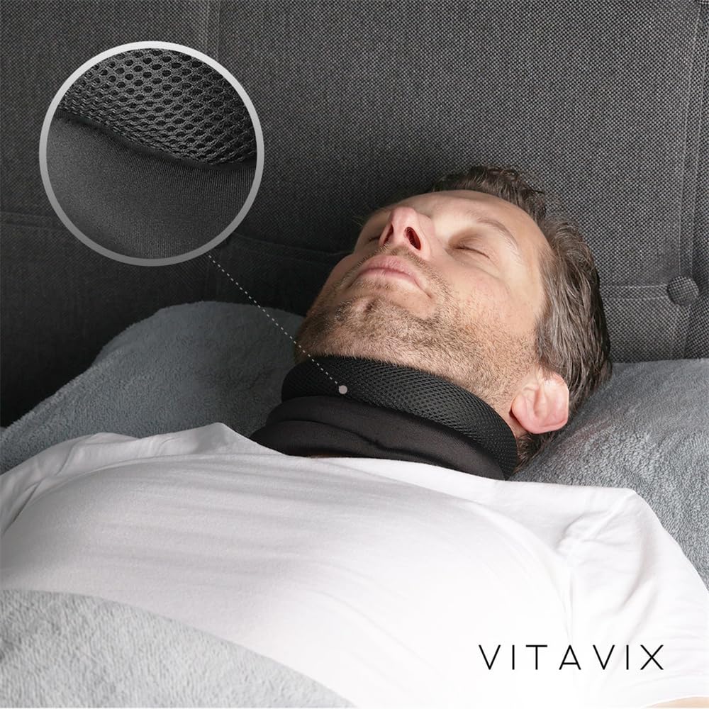 MEIION Vitavix NeckSupport Plus de ronflements, Soutien Cervical Anti-Ronflement minerve cervicale femme homme tour de cou voyage-Idéal pour les en avion et en train, le sommeil et le travail