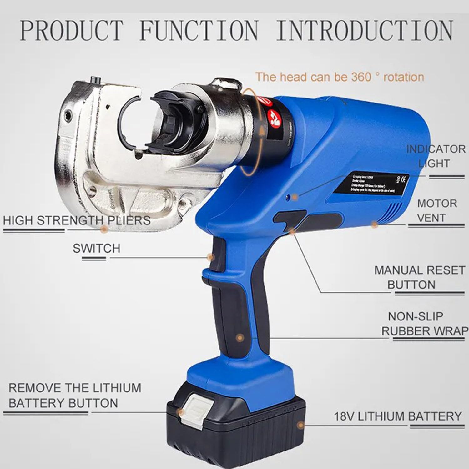 Profesjonalny 16-400mm² elektryczno-hydrauliczne szczypce do zaciskania, zaciskarka hydrauliczna zasilana bateryjnie, z 13 parami matryc, zaciski elektryczne zestawy kabli i drutu