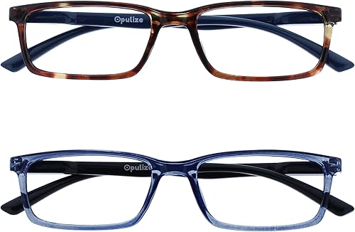 OPULIZE Gafas de lectura con bloqueo de luz azul, marco estrecho, bisagras de resorte para mejorar el sueño, computadora, juegos, hombres y mujeres