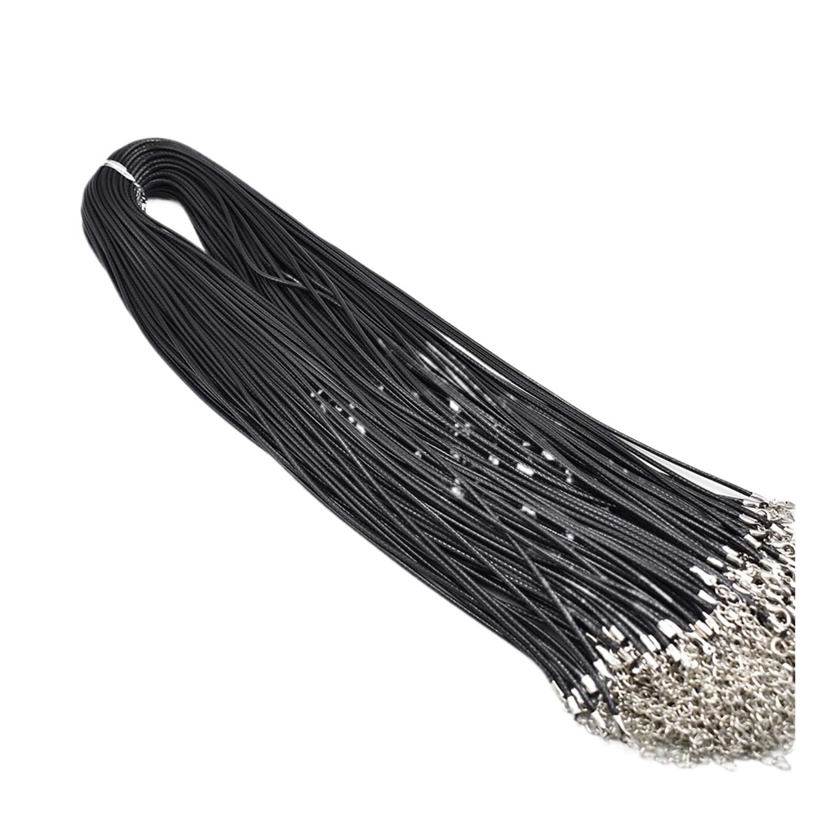 Leather Cord 1.5mm 2mm 45cm 60cm 70cmBlack Mixed Wax Leather Cord Necklace Rope Chain Lobster Clasp DIY Jewelry Accessories 100pcs(2.0mm 70cm 100pc)