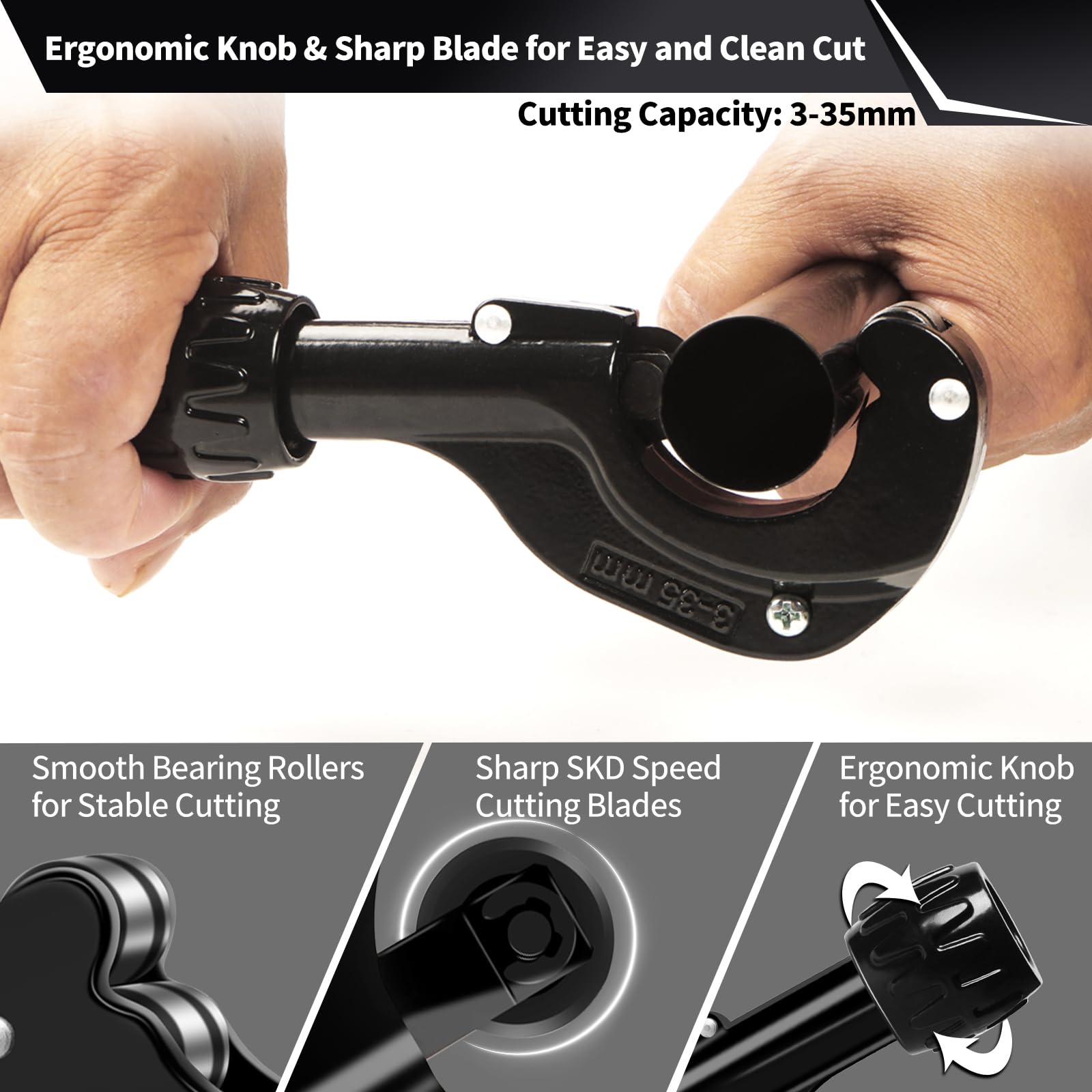 Tagliatubi Professionale 3-35mm Con Lame Di Ricambio - Per Rame, Alluminio, Acciaio E PVC