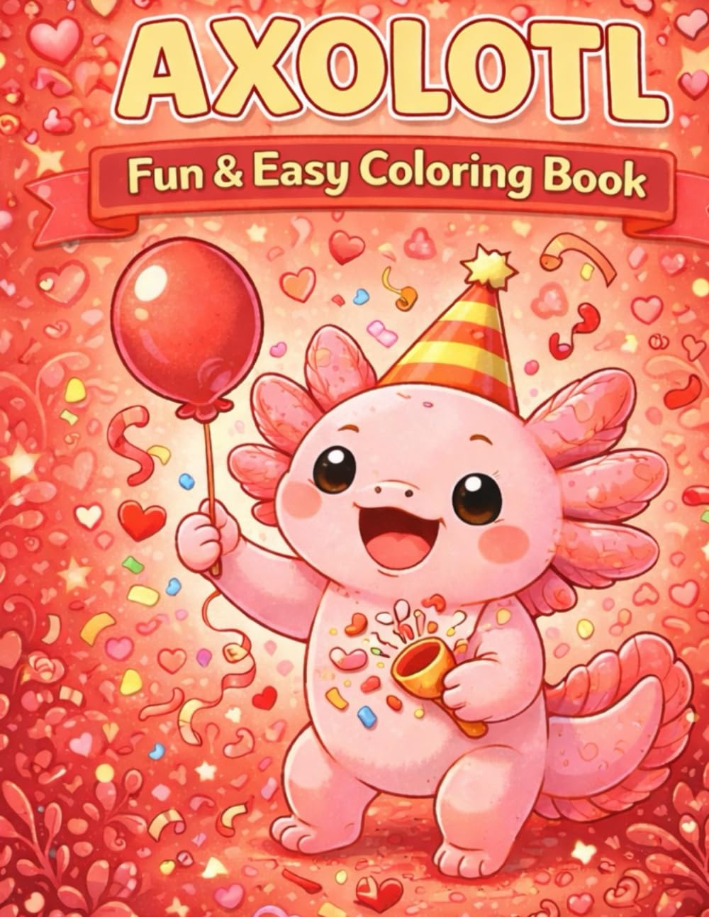 Axolotl Fun & Easy Coloring Book: Happy Coloring Pages for Kids Ages 3–8