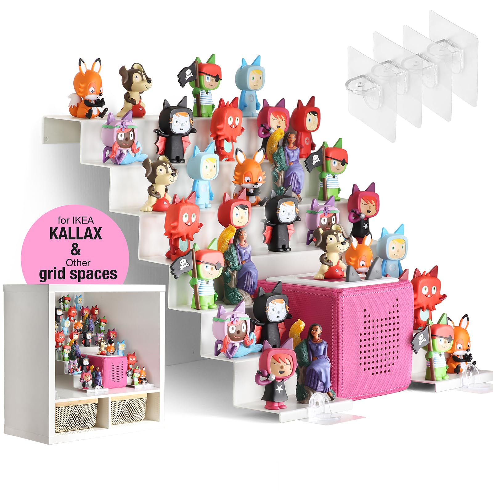 Tnvodejo for Ladder Tonies Storage,Tonies Shelf,Tonies Storage Shelf,Tonies Box Metal Shelf Tonie Figurines 40-45Pcs,for IKEA Kallax Shelf Cubes