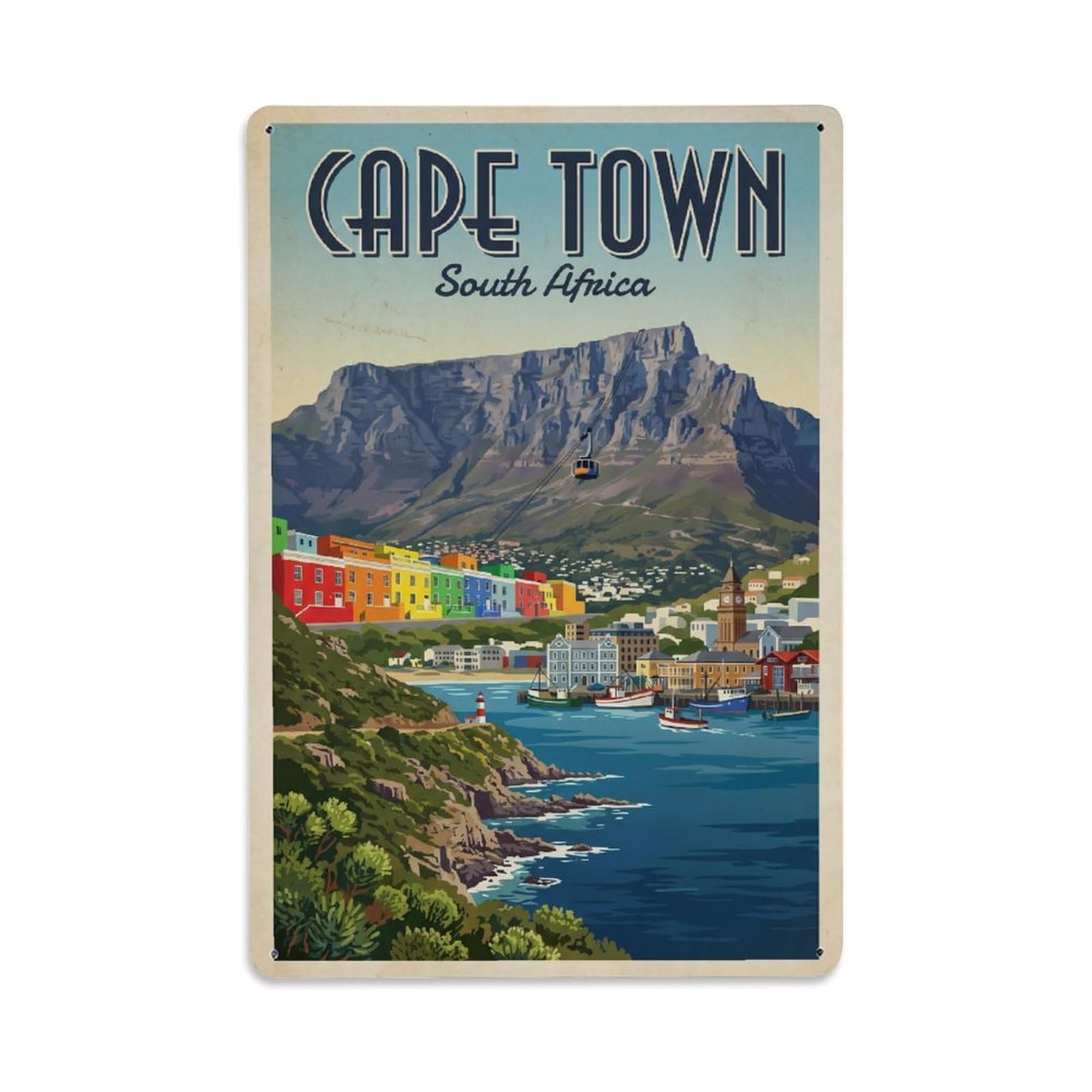 Metal Tin Sign Vintage Travel South Africa Cape Town