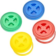 4 Pcs Seal Lid 5 Gallon Bucket with Lids Plastic Storage Bucket Screw Seal Lids for Cereals Grain Coatings Paint Industrial Storage Buckets Compatible with Gamma, 4 Color