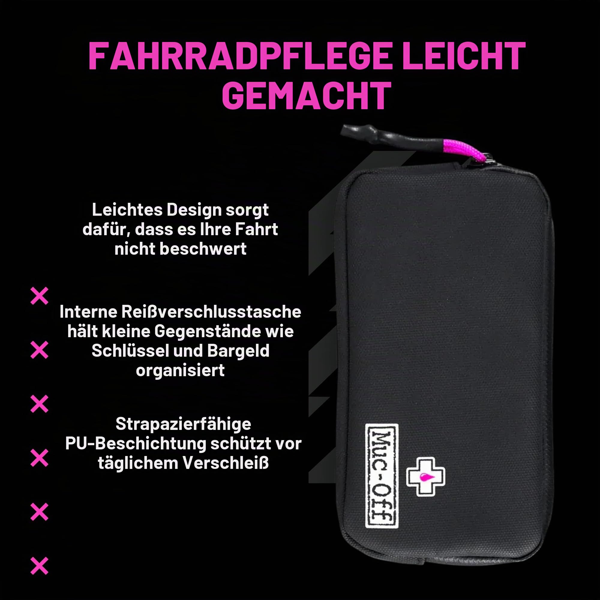 Muc-Off Essentials Wasserfeste Tasche – Robustes Schwarzes 900D Polyester - Wasserabweisende Fahrradtasche - Fahrrad Zubehör zur Aufbewahrung von Ersatzschläuchen, Reifenhebern oder Handy