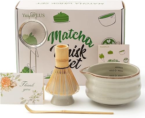 Juego de 5 batidores de matcha para principiantes, cuenco de cerámica y batidor de bambú, accesorios japoneses de matcha, kit tradicional de