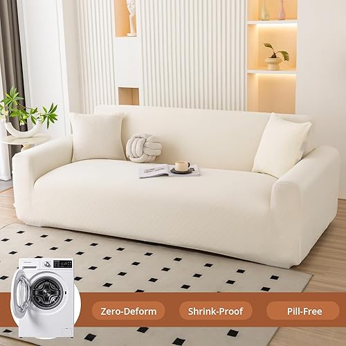 Miniatura 8 de Fundas elásticas para sofá de 2 cojines, aptas para mascotas, lavables, protectores de muebles con parte inferior elástica para gatos y perros