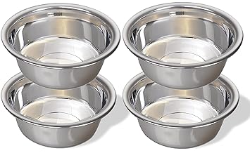 GREENDALE - 4 Pack of 54 FL OZ (6.75 Cups) - Stainless Steel Dog Bowls - Metal Dog Bowls are Perfect for all Pets - Sturdy and Durable 3 MM Thick Single Layer Steel. No Annoying Stickers To Remove