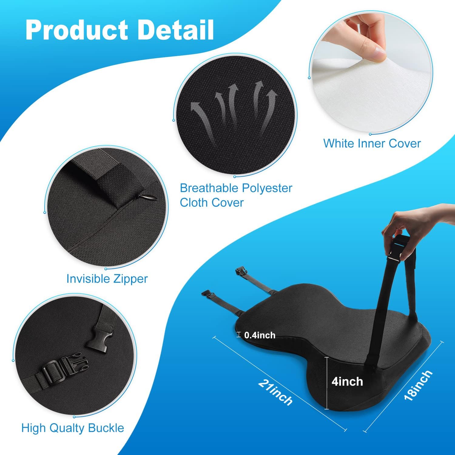 anzhixiu Lumbar Support for Car Design Both fit Body Curve and Car Seat Curve -Thin and Light Lumbar Support Pillow Back Cushion Improve Comfort and Reduce Driving Fatigue - Black : Automotive