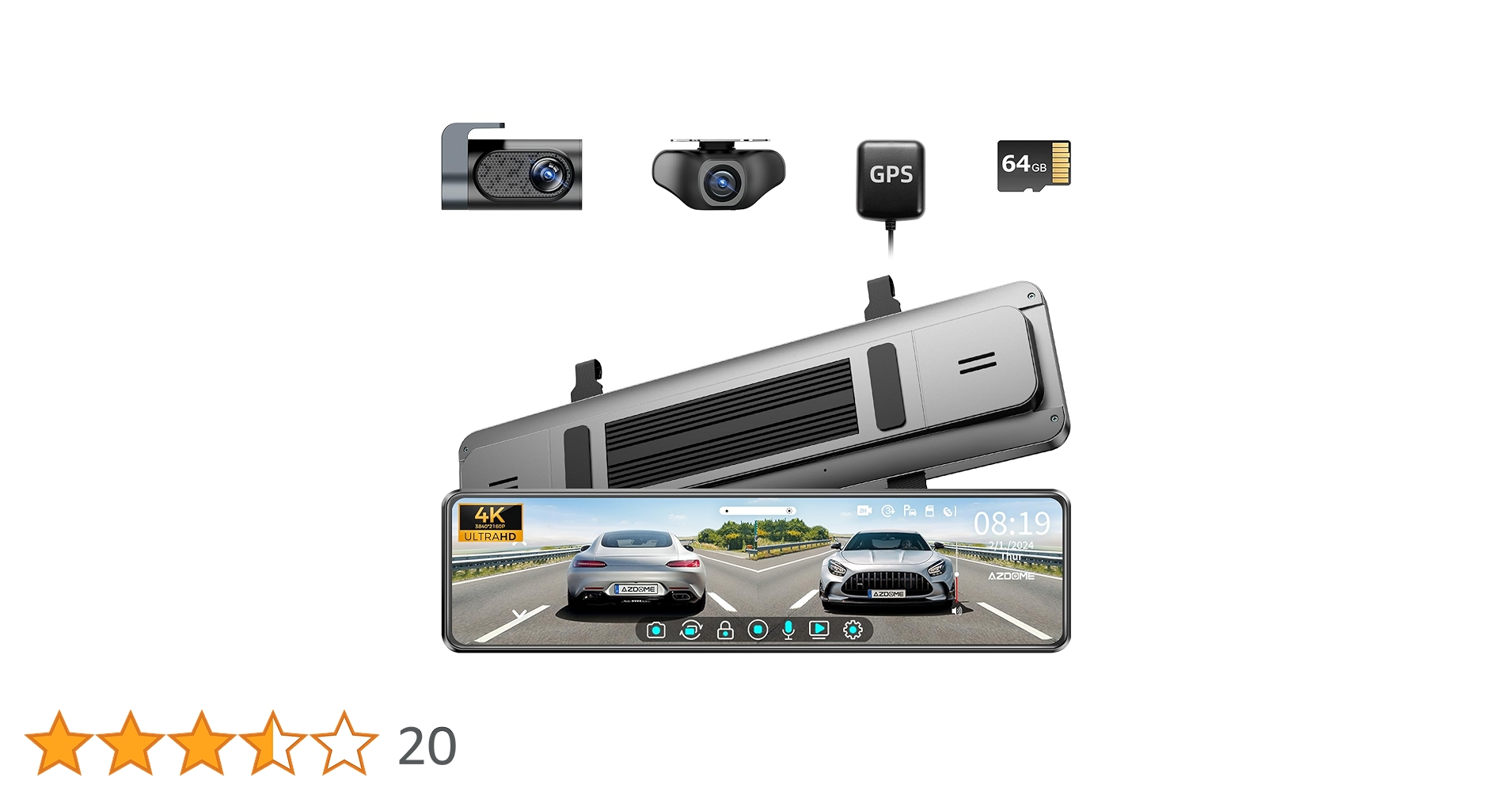 AZDOME ドライブレコーダー ミラー型 前後カメラ Amazon.co.jp: AZDOME ドライブレコーダー ミラー型 前後カメラ