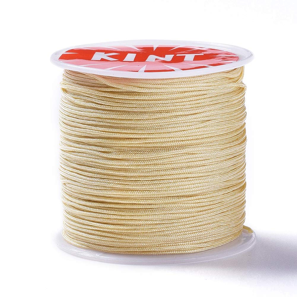Cheriswelry 0.8mm Nylon Beading String Chinese Knotting Cord Braided Nylon Thread for Macrame Bracelet Jewelry Making,Creamy White