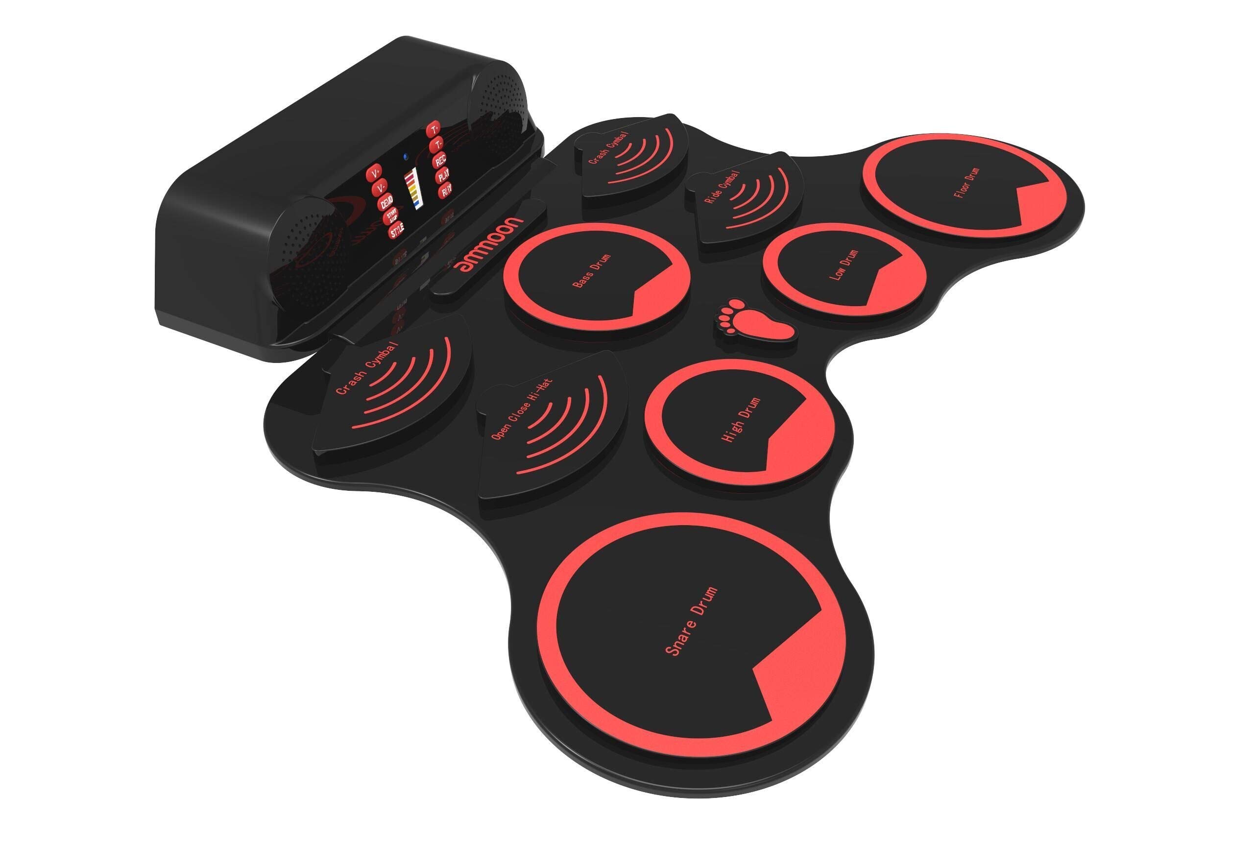 Batteria Elettronica Set Drum Kit Digitale 9 Pad Silicio Altoparlanti Stereo 2 Pedali