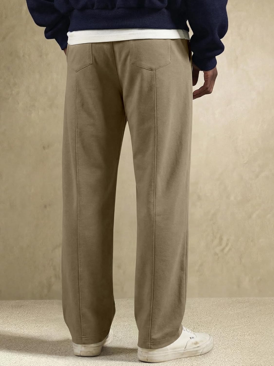 JMIERR Men's Casual Baggy Wide Leg Pants Side Stitch Detail Lounge Travel Streetwear Pants with Pockets - Image 4