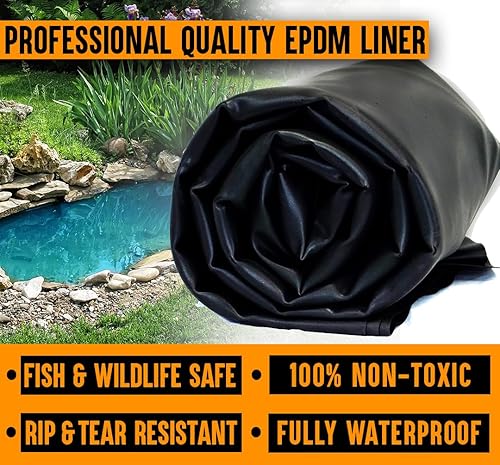 Miniatura 2 de Lifeguard - Revestimiento de estanque EPDM de 25 pies x 25 pies - Revestimiento de goma de 45 mil para estanques al aire libre, cascadas, acuaponía,