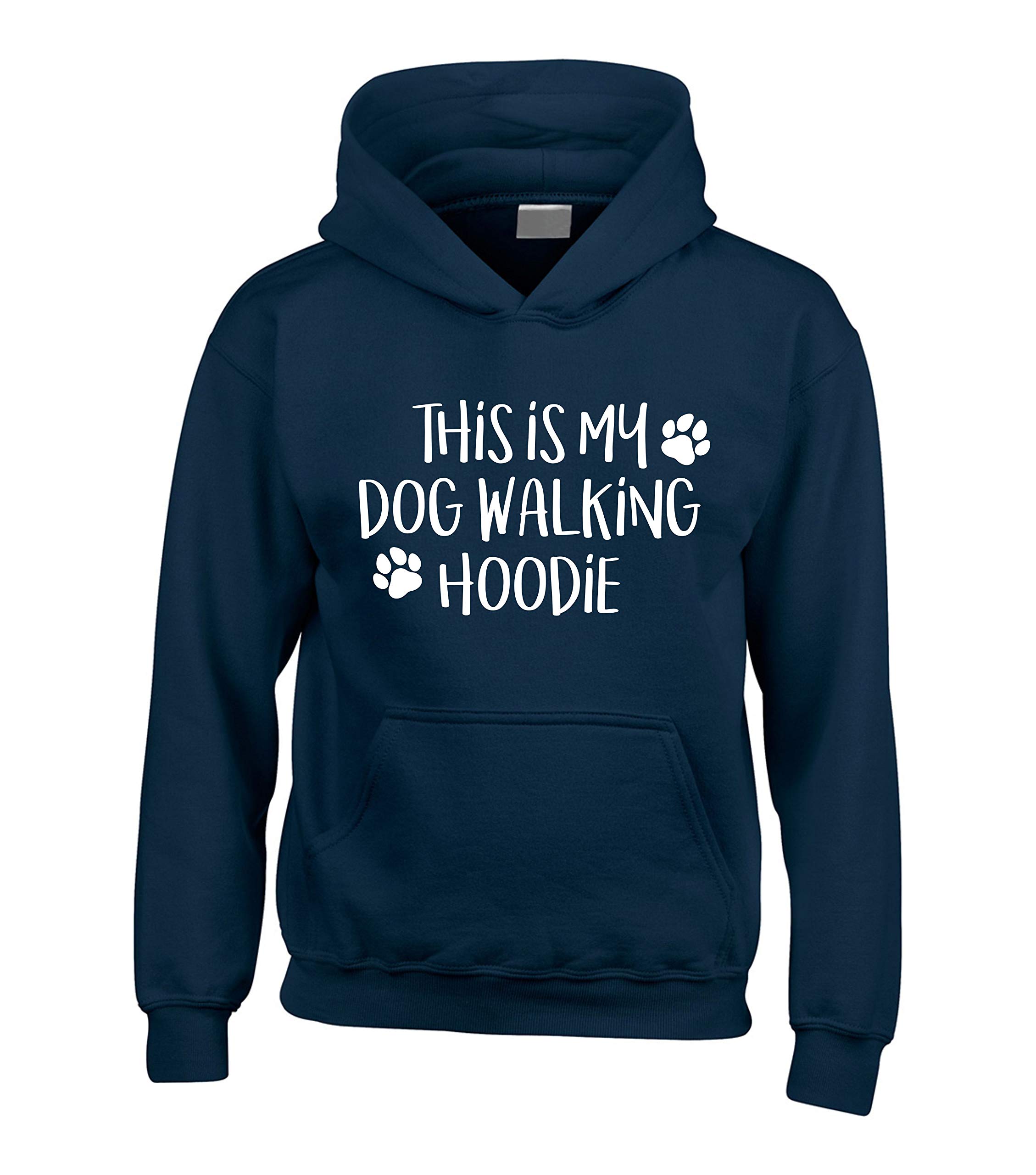 Edward Sinclair MEDIUM Navy 'This Is My Dog Walking Hoodie' in White Print