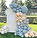 Dusty Blue Brown Balloon Garland Double Stuffed Blue Tan White Sand Grey Latex Neutral Balloon Arch Kit For Teddy Bear Baby Shower Boho Birthday Gender Reveal Party Decoration