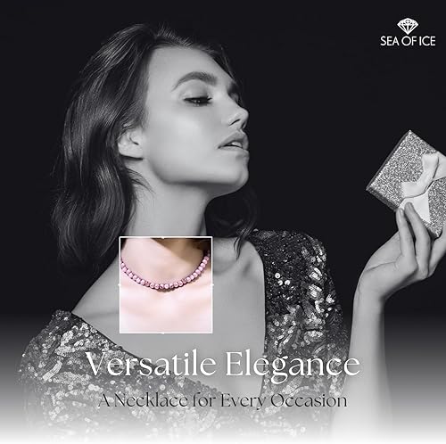 Miniatura 4 de Collar de cuentas redondas de 6 mm de piedras preciosas de SEA OF ICE, 35.56 cm más 5.08 cm de extensor con cierre de anillo de resorte de plata de