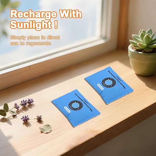 Miniatura 5 de Paquetes de desecantes recargables para almacenamiento, paquetes indicadores de desecante de sílice, 3.53 oz × 5 unidades absorbentes de humedad