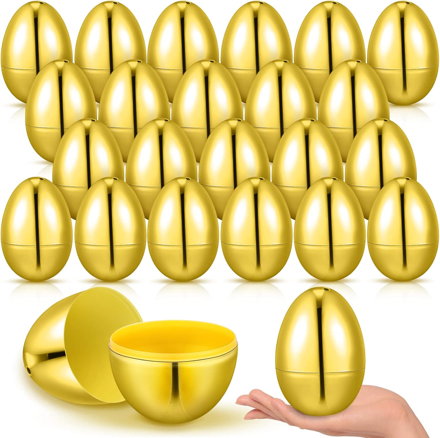 Fillable Easter Eggs 3.15'' Golden Metallic Easter Eggs 24