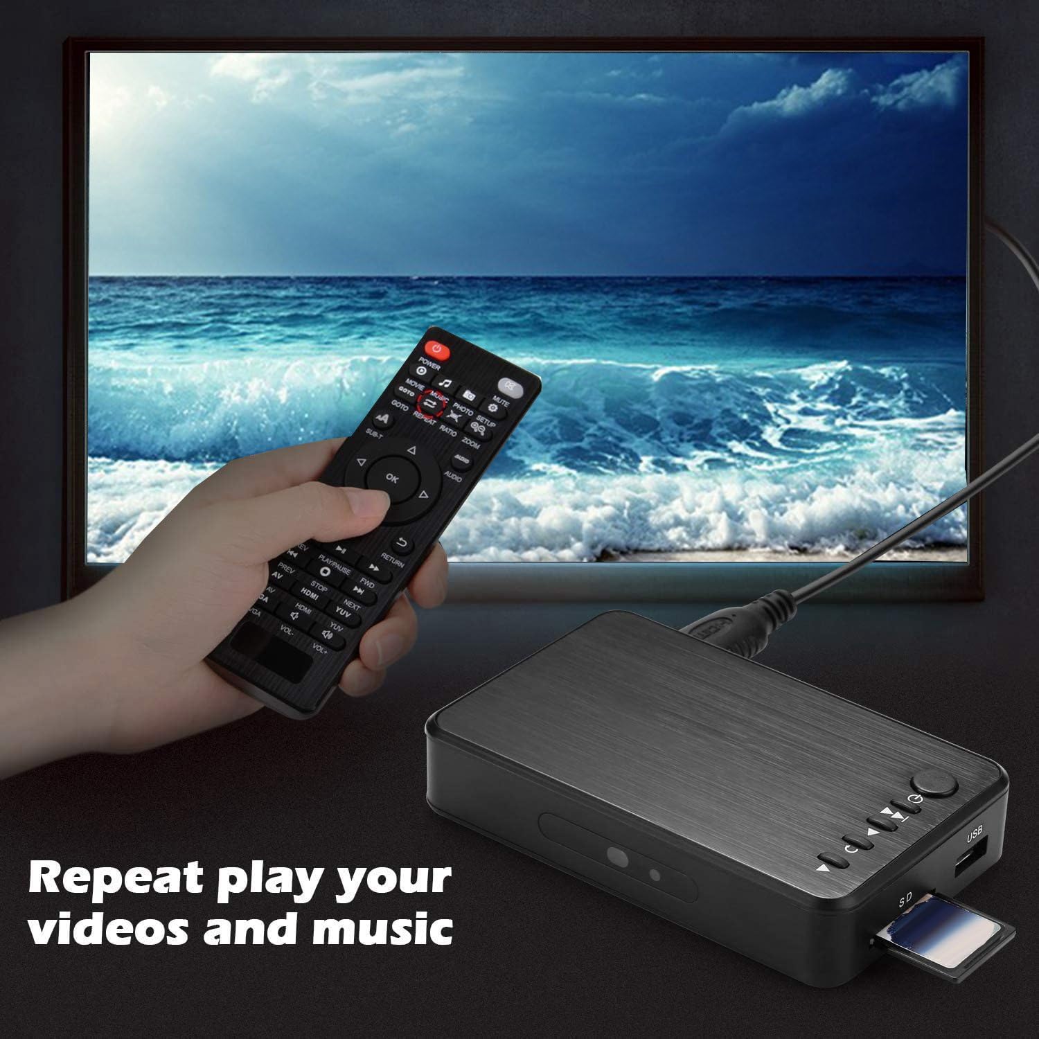 Lecteur Multimédia HD 1080P 264 Sortie AV/VGA Lecteur USB HDD pour la Diffusion/Publicité Prise UE 1 Ensemble
