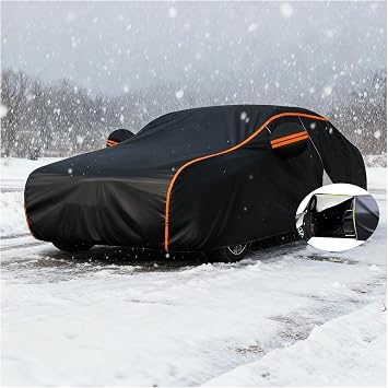 Car Cover Thickened for Fiat Punto Evo 2009-2012, Car Body Cover with Fleece Lining, All-Weather, Indoor/Outdoor Use, Waterproof, Snowproof, Rainproof, UV Protection, Dustproof, with Reflective