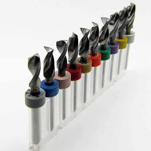 Miniatura 2 de Juego de brocas de carburo sólido de diez tamaños, 0.177 in - 0.191 in, .177" - .191" con vástagos de 1/8"