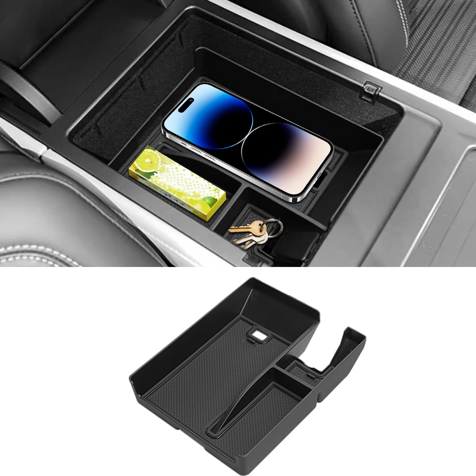 ABS Plastic Car Organizer LUWU Center Console Organizer For 2024-2025 Lincoln Nautilus – 2-Pack Armrest Storage Box & Lower Tray, ABS Plastic 2025 - View #10