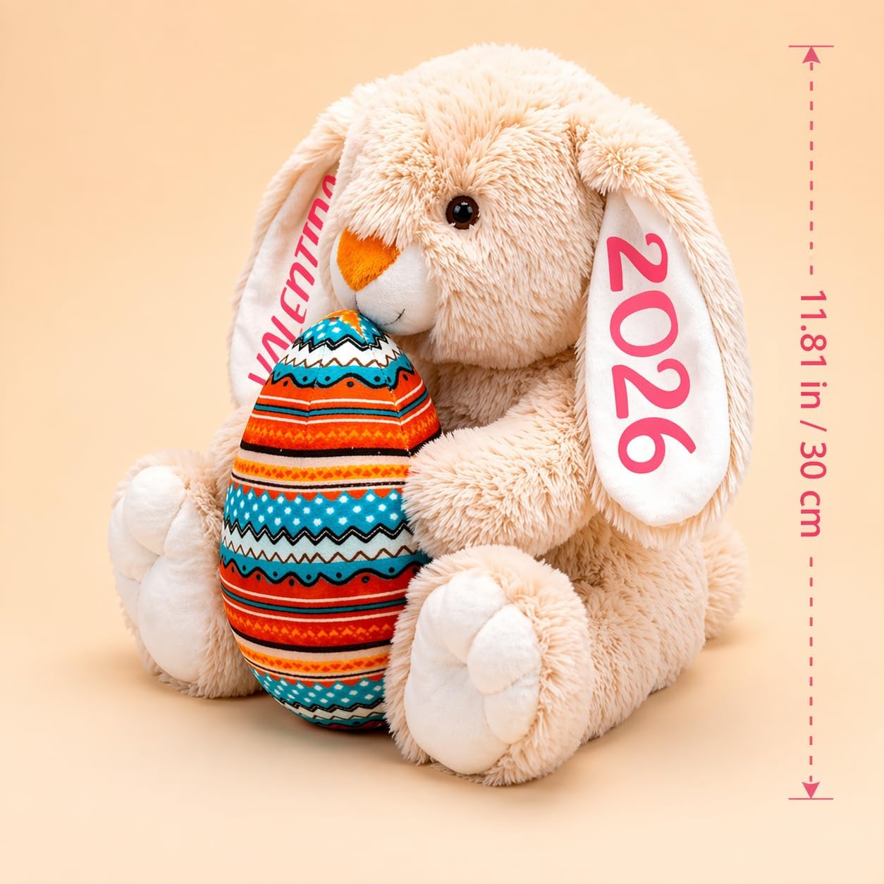 Personalized Stuffed Bunny Custom Plush Toy - Adorable Bunny Stuffed Animal Gift for Baby Boy and Girl, 11.81" Made in USA