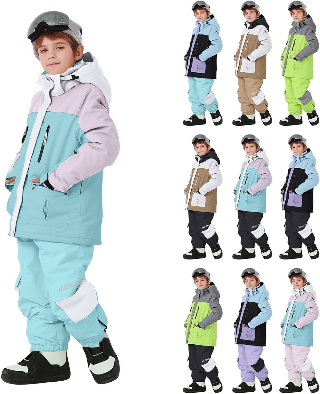 Snowsuit for Kids Boys Girls 2 Piece Set Winter Insulated Ski Jacket Snow Bibs Snow Suit Snowboard Jumpsuit Overalls
