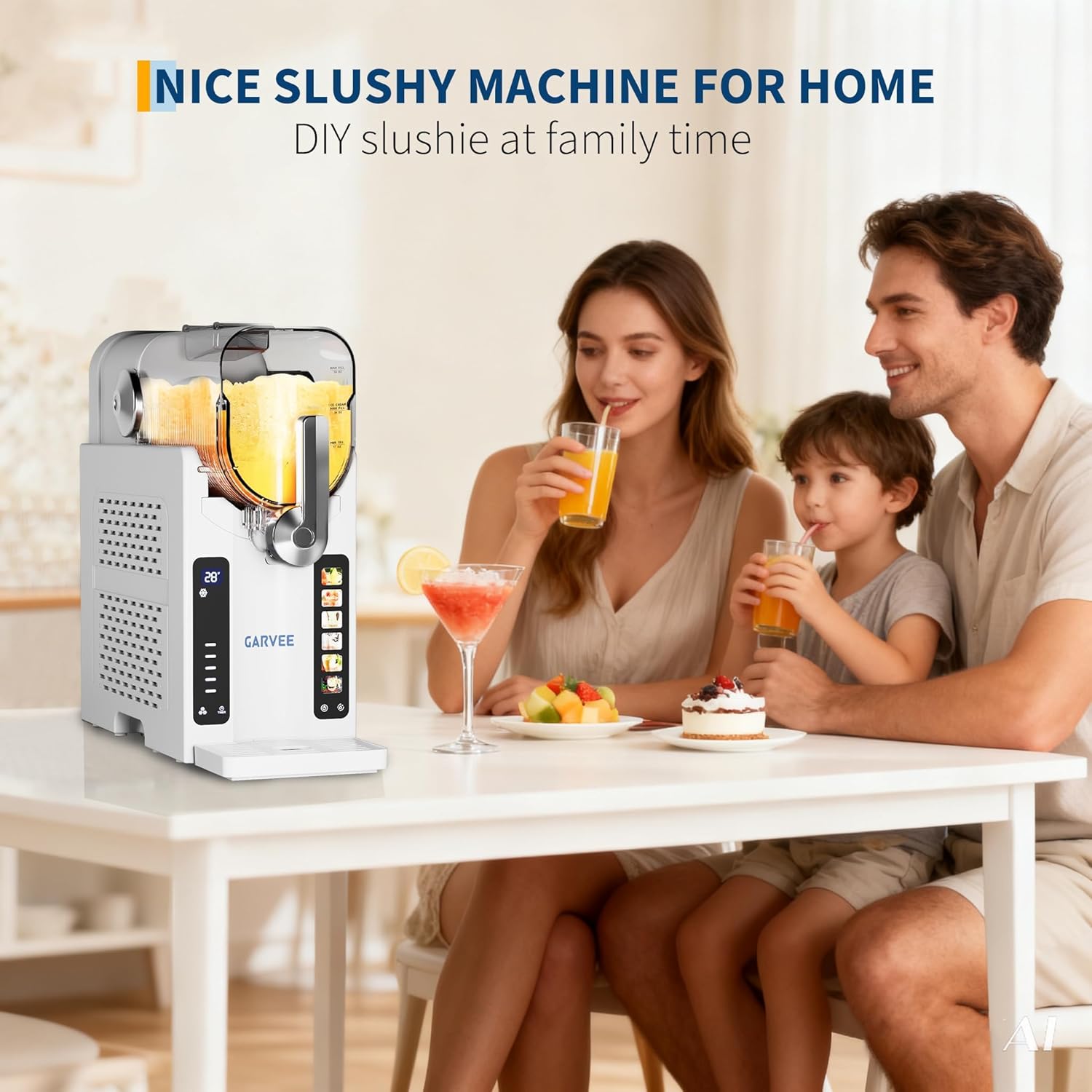 Slushie Machine for Home, 70oz shaved ice machine & Margarita Machine with 6 Modes, Ice-Free Slushy Maker & Ice Cream Maker, Smoothie Machine, Frozen Drink Machine for Kitchen Parties, White
