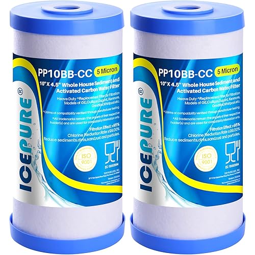 ICEPURE 5 Micron 10" x 4.5" Whole House Water Filter Compatible with GE FXHTC, GXWH40L, RFC-BBSA, W50PEHD, GXWH35F, GNWH38S, Dupont WFHD13001, R50-BB, Pack of 2