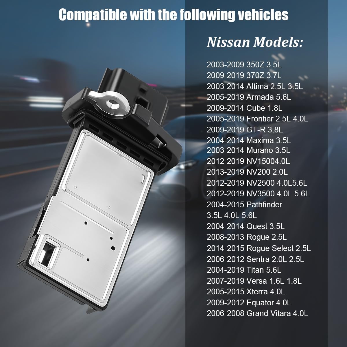 Car Mass Air Flow Meter Sensor, OEM# 22680-7S000 13800-66J00 Replaces Vehicle Airflow Meter, Automotive Replacement Accessories, Compatible with Maxima Sentra Rogue