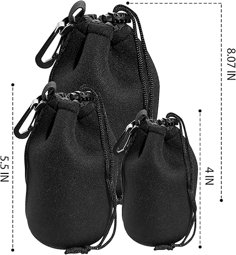 Miniatura 2 de Juego de 3 fundas de repuesto para lentes compatibles con Canon, Nikon, Sony, Pentax, Olympus (pequeño, mediano, grande)