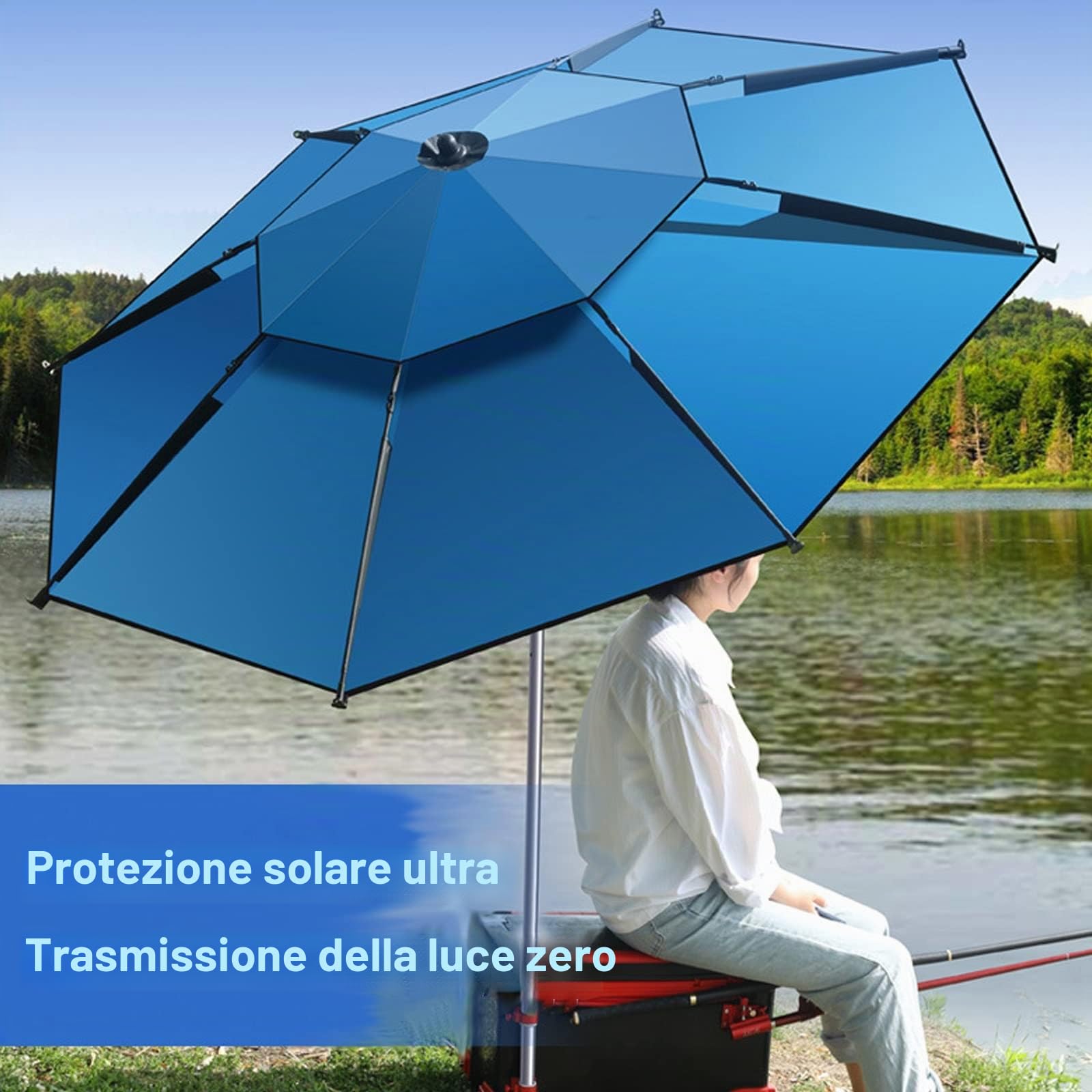 Ombrellone da Spiaggia Antivento Resistente Ombrellone da Giardino Più Dimensioni con Palo In Alluminio Rivestimento Tessuto Anti UV Regolazione A 360° (7 Colori)