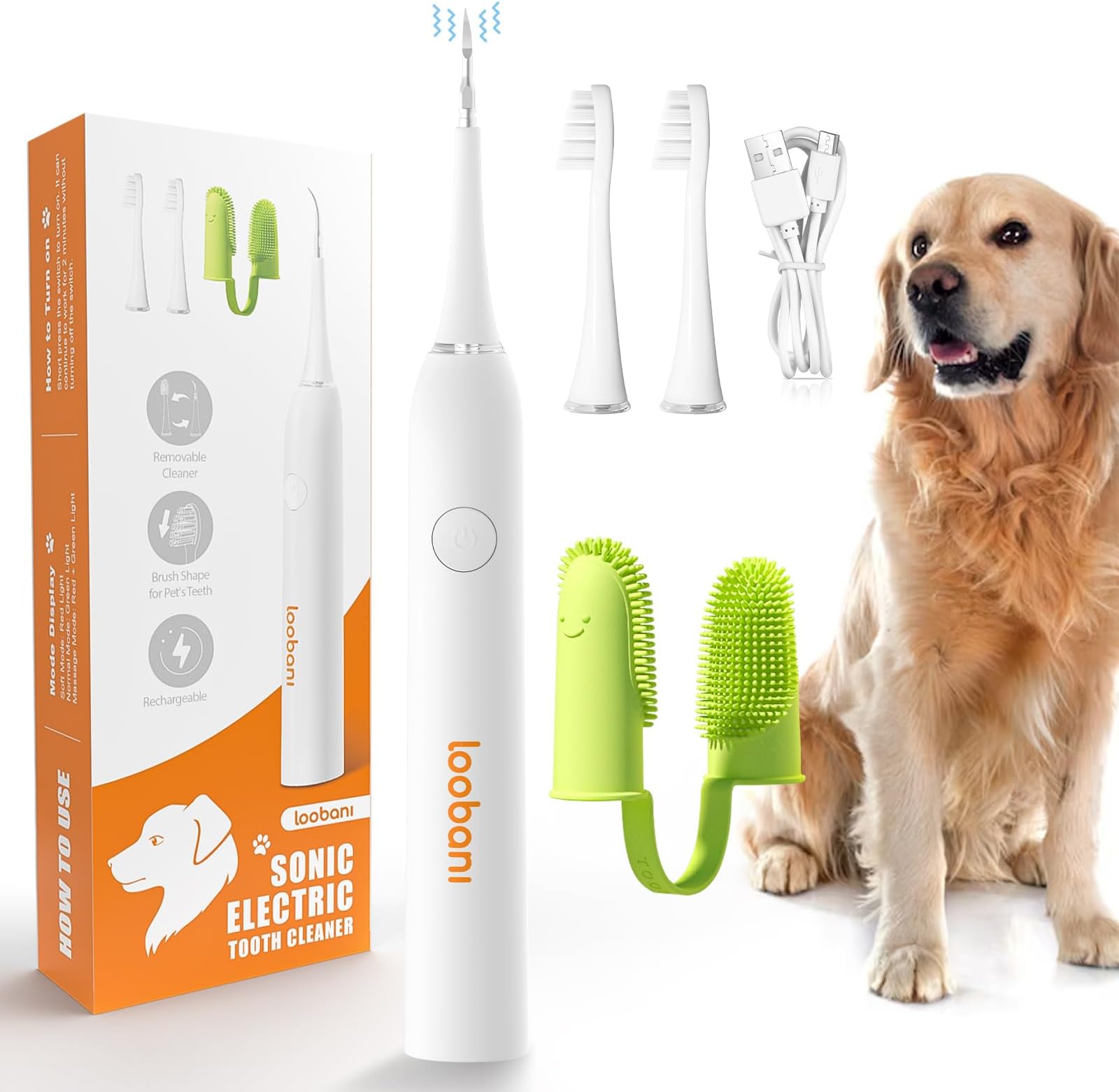 Pet Electric Toothbrush for Dogs and Cats with LED Light