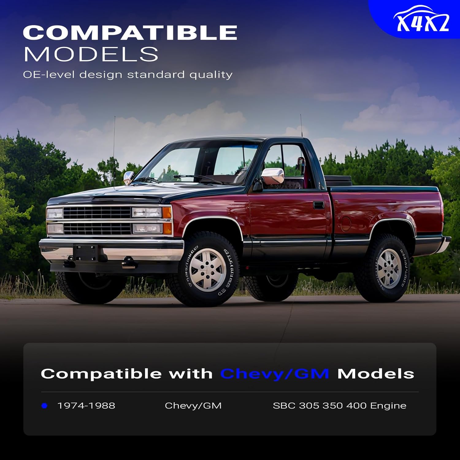 X4XZ 64602 High Performance Low Resistance 8mm Spark Plug Wire Set for 1974-1988 Chevy/GM SBC 305 350 400 Engine HEI 90 deg Spark Plug Wire Replace# 64602 (Set of 9)