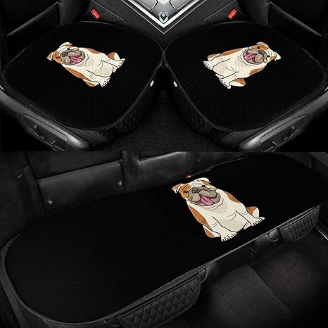 Amazon Co Jp 車用シートカバー 車用 ブルドッグ 犬柄 車座席シート 座布団 カーシートカバー カー用品 前座席用2枚 後部座席用1枚 3点セット おしゃれ カー装飾 取付簡単 滑り止め 超通気性 疲れ解消 圧力分散 自宅用 汚れ防止 カー装飾 車 バイク