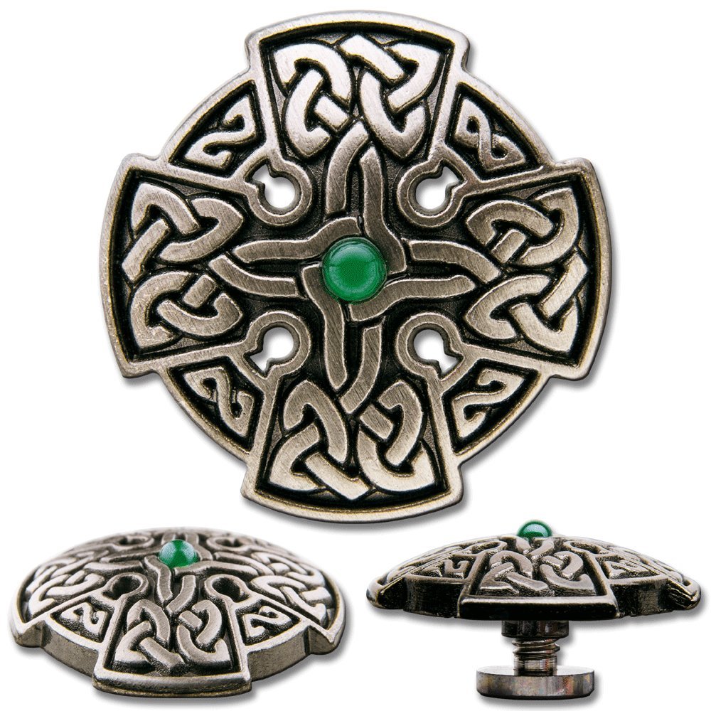 Hoppe & Masztalerz Silver Celtic Cross No. 3 Screwback Concho, Decorative Screw Back Rivet