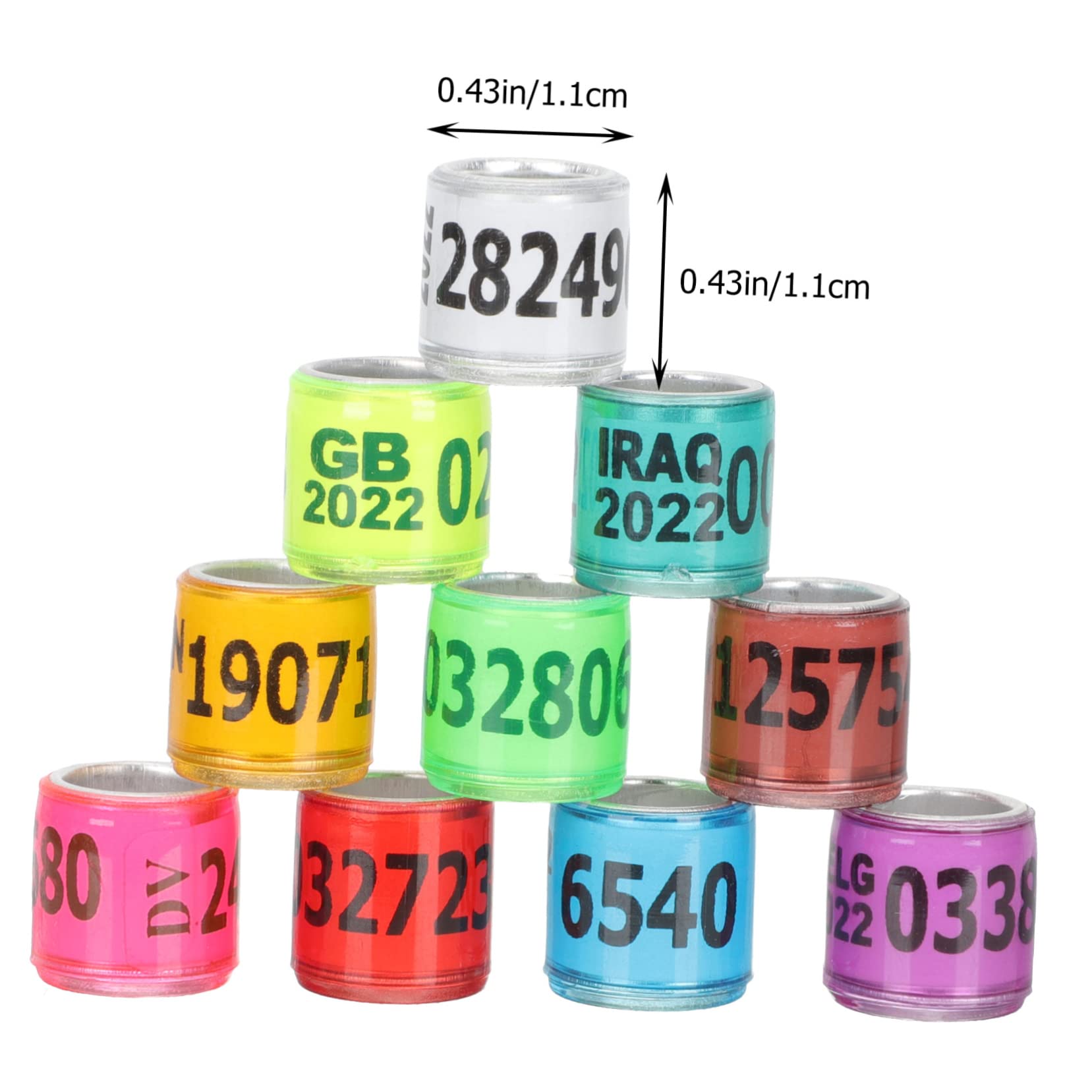 BESPORTBLE 400pezzi Anelli Identificativi per Piccioni Fasce Colorate Alluminio per Uccelli Strumento di Distinzione per Pollame Facili da Usare e Resistenti