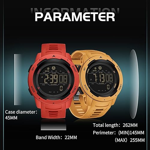 Miniatura 7 de Reloj digital para hombre, impermeable, podómetro, reloj deportivo, contador de pasos, calorías, reloj militar con cronómetro, alarma,