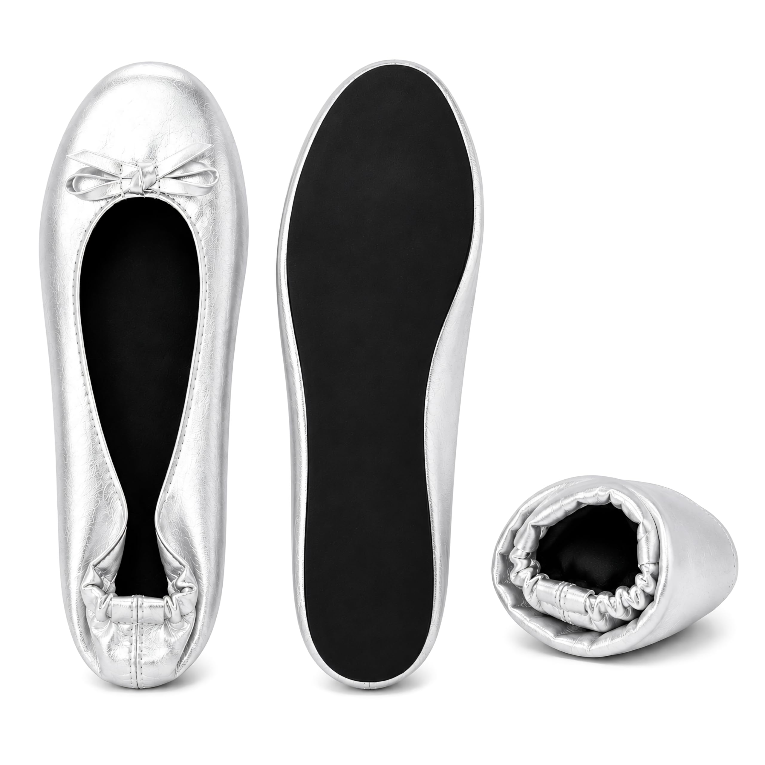 Genérico 12 Pares Manoletinas Plegables Color Gris Plata | Ideales para Boda